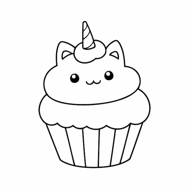 Vector illustration of a cute Caticorn hand drawn for kids coloring activity