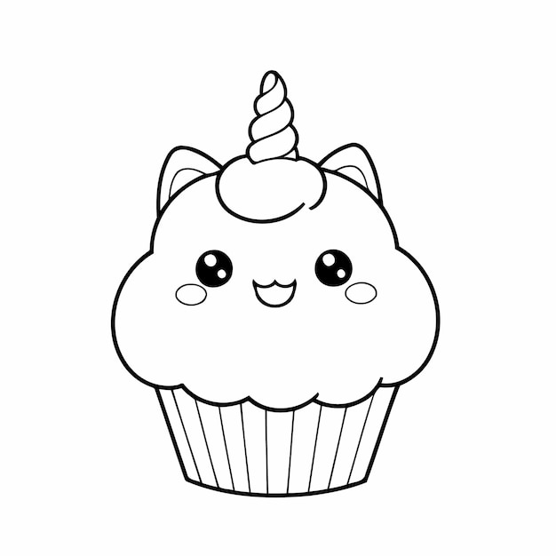 Vector illustration of a cute Caticorn for kids colouring page