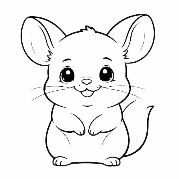 Vector illustration of a cute Chinchilla doodle for toddlers coloring activity