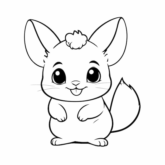 Vector vector illustration of a cute chinchilla drawing for kids colouring page