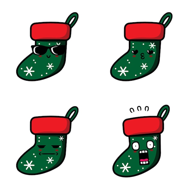 vector illustration of cute christmas socks emoji