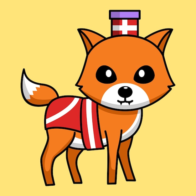 Vector illustration of cute and chubby fox