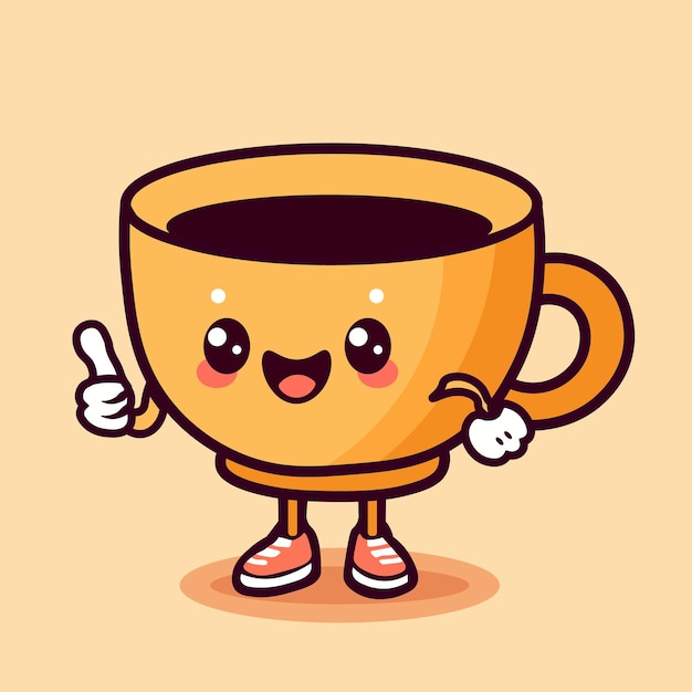 Векторная иллюстрация милого кофейного персонажа