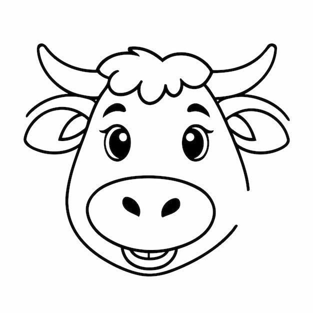 Vector vector illustration of a cute cow doodle for toddlers colouring page