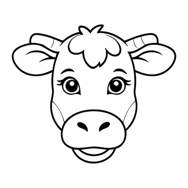 Vector vector illustration of a cute cow drawing for colouring page