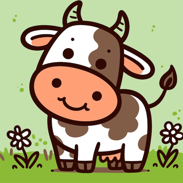 Vettore illustrazione vettoriale di una mucca carina