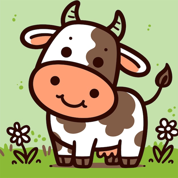 Vector illustration of cute cow