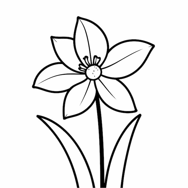 Vector illustration of a cute Daffodil for kids colouring worksheet