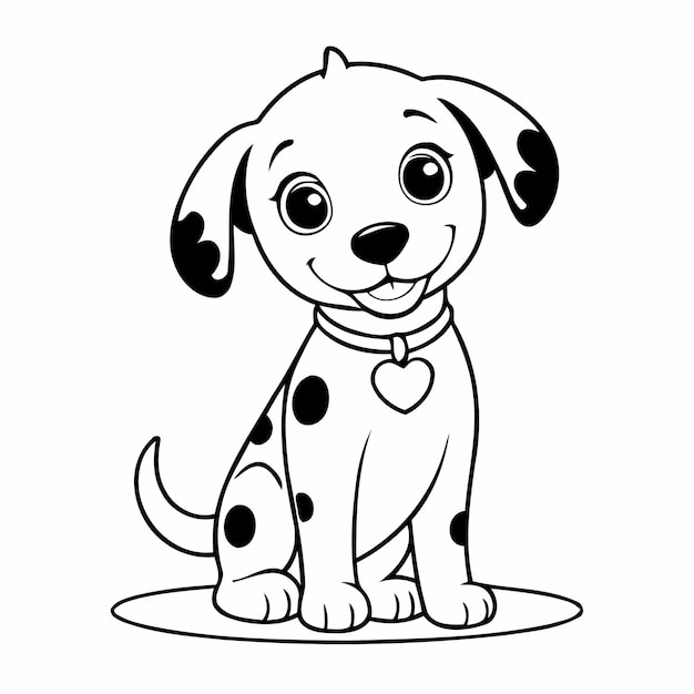 Vector vector illustration of a cute dalmatian doodle for toddlers worksheet