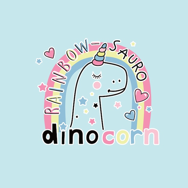 vector illustration of cute dino unicorn