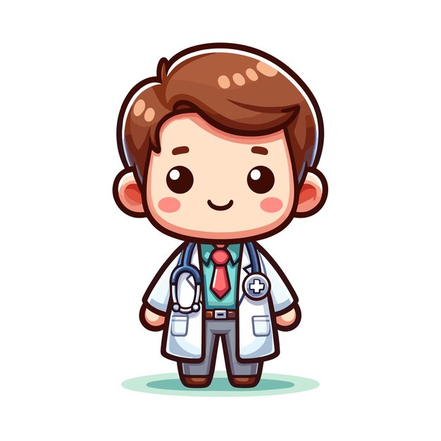 Vector vector illustration of a cute doctor
