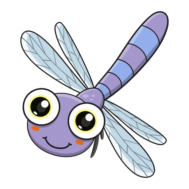 Vector illustration of cute dragonfly cartoon