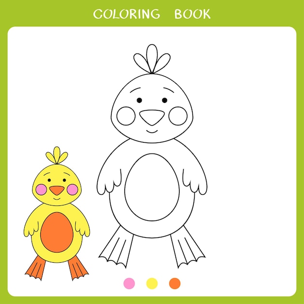 Vector illustration of cute duck for coloring book