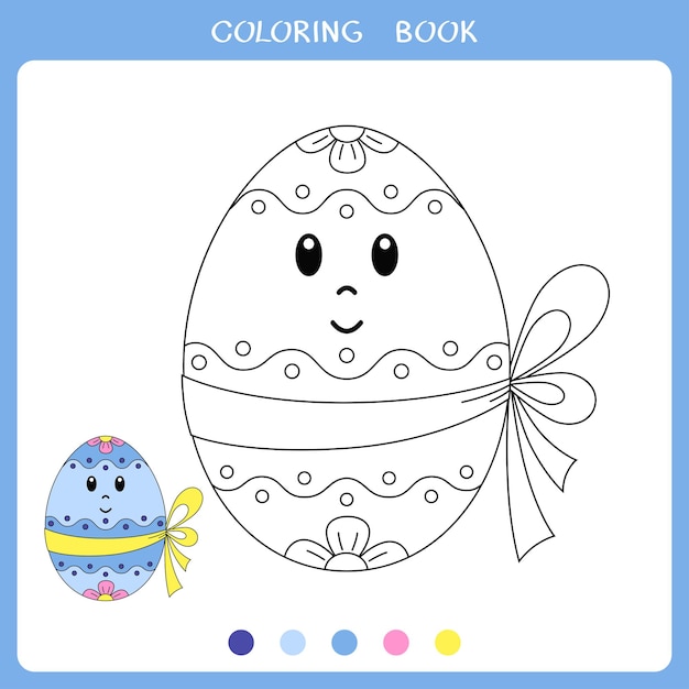 Vector illustration of cute Easter egg for coloring book