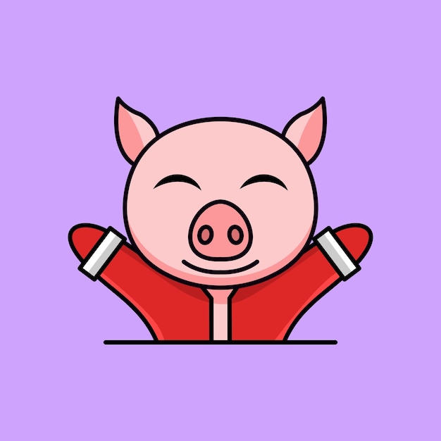 Vector vector illustration of a cute and fat pig