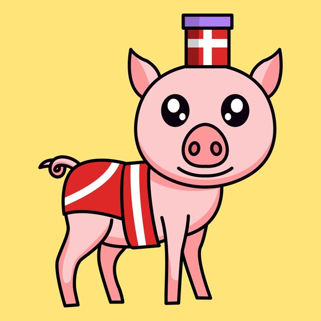 vector illustration of a cute and fat pig