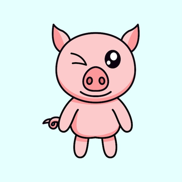 vector illustration of a cute and fat pig