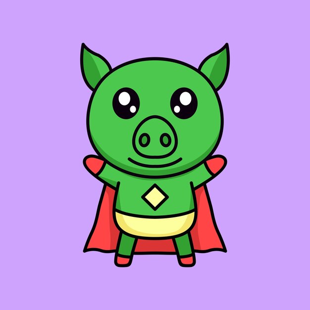 vector illustration of a cute and fat pig