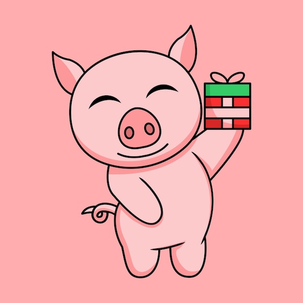 векторная иллюстрация милой и толстой свиньи