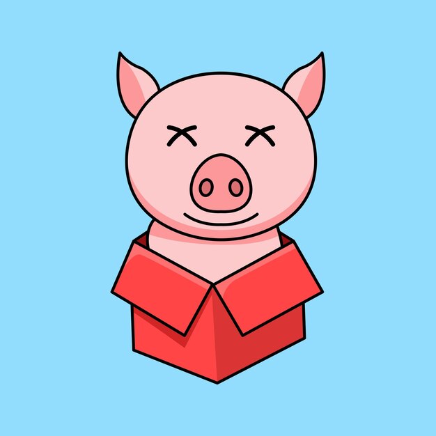 vector illustration of a cute and fat pig