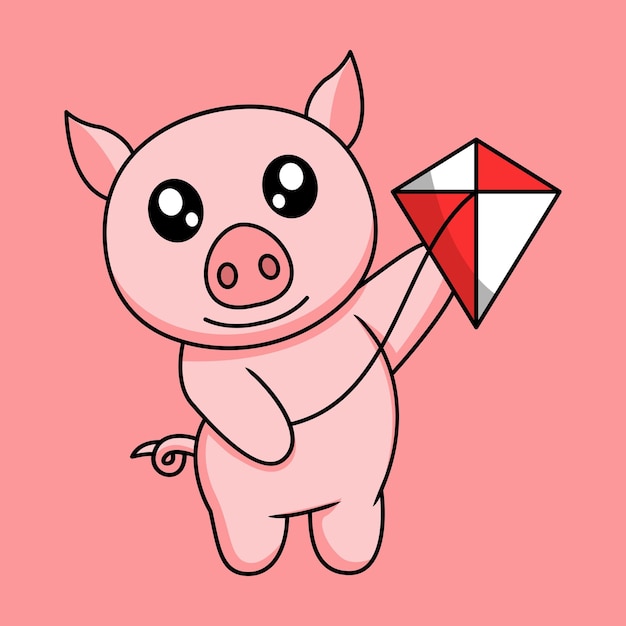 vector illustration of a cute and fat pig