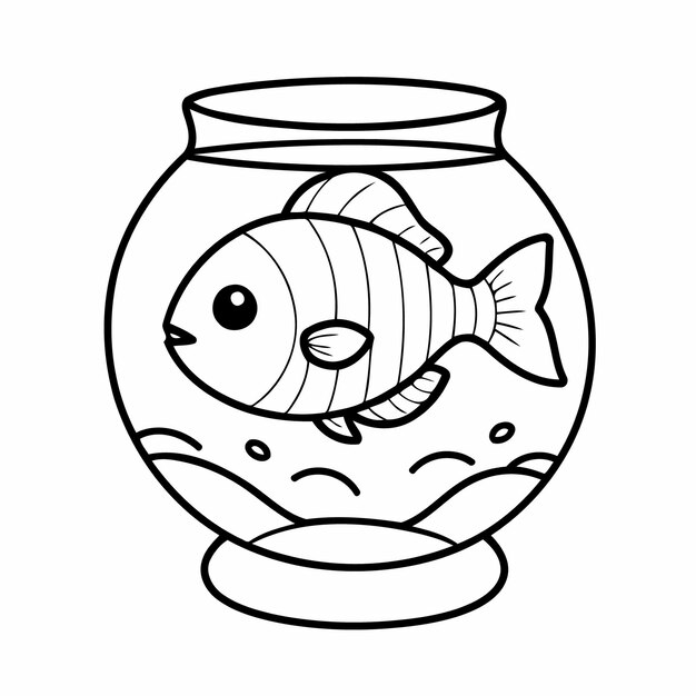 Vector vector illustration of a cute fish hand drawn for kids coloring activity