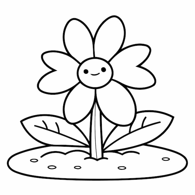 Vettore illustrazione vettoriale di un fiore carino per l'attività di colorazione per bambini