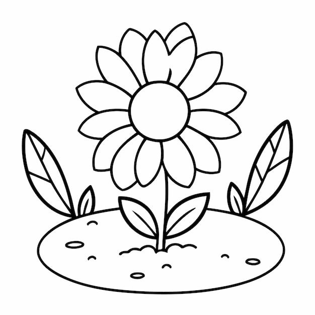 Vector illustration of a cute Flower hand drawn for kids coloring activity