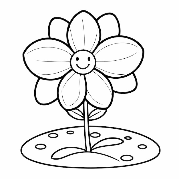 Vector vector illustration of a cute flower for kids colouring page