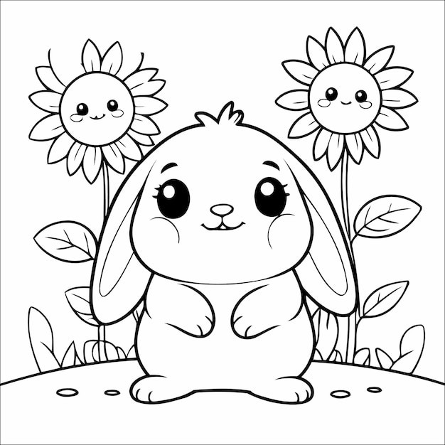 Vector illustration of cute Fox coloring page for kids