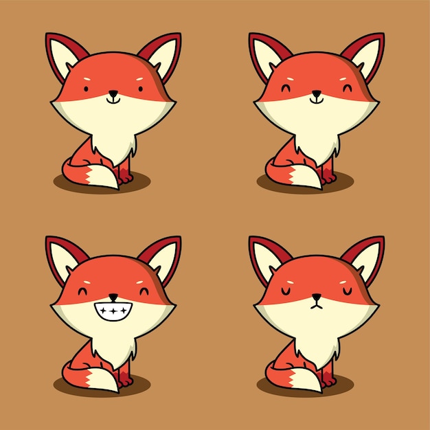 vector illustration of cute fox emoji