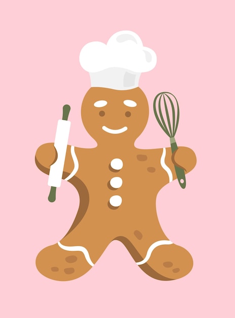 Vector illustration of cute gingerbread man