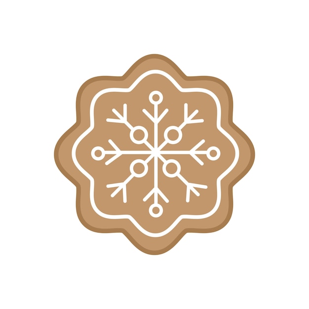 Vector illustration of cute gingerbread snowflake isolated on white background