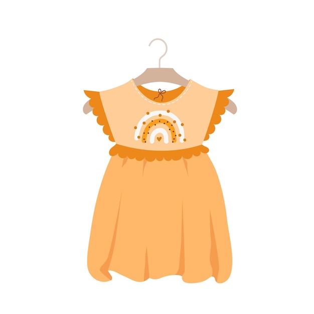 Vector vector illustration of cute girl dress on the hanger