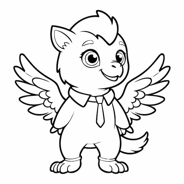 Vector vector illustration of a cute griffin for kids colouring worksheet