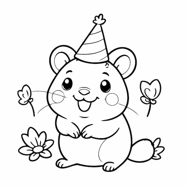 Vector illustration of a cute hamster hand drawn for toddlers