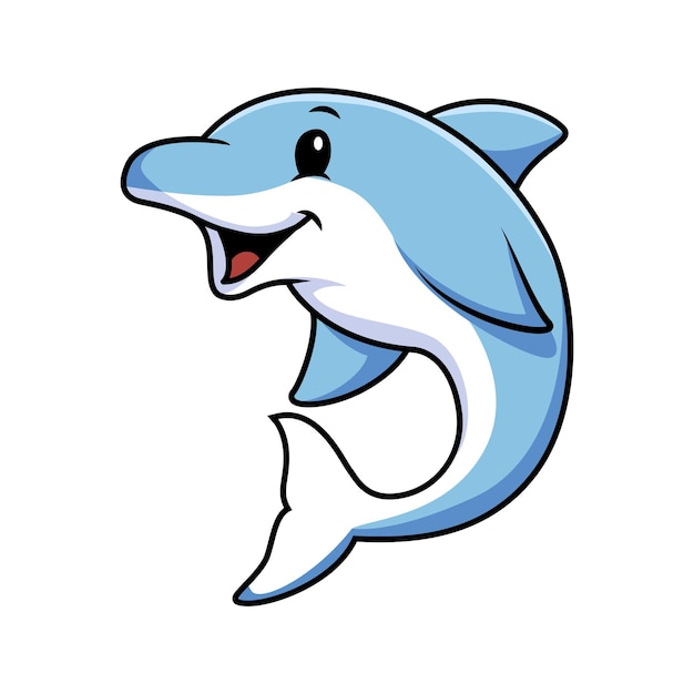 Vector vector illustration of a cute happy dolphin