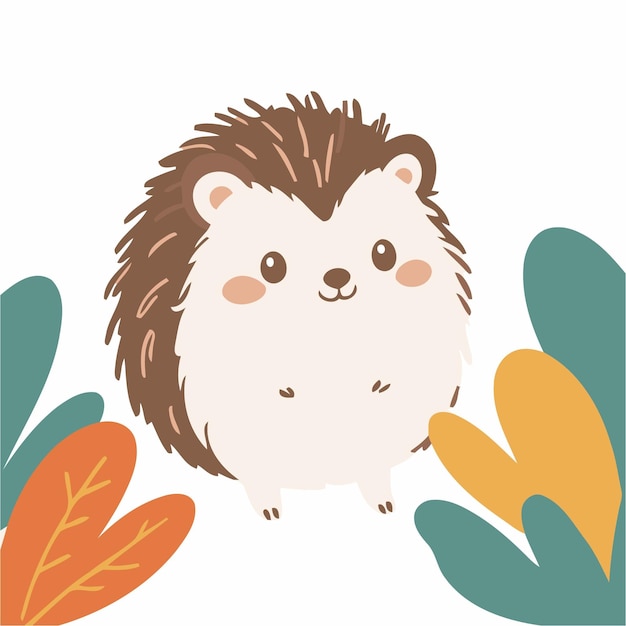 Vector vector illustration of a cute hedgehog for kids