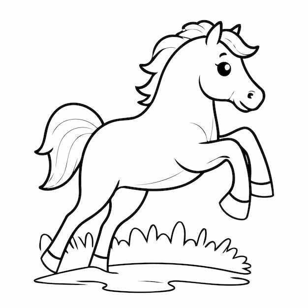 Vector illustration of a cute Horse doodle for kids coloring worksheet