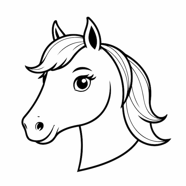 Vector illustration of a cute Horse doodle for kids colouring page