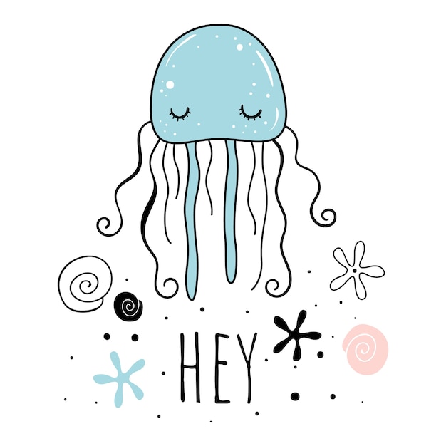 Vector illustration of cute jellyfish