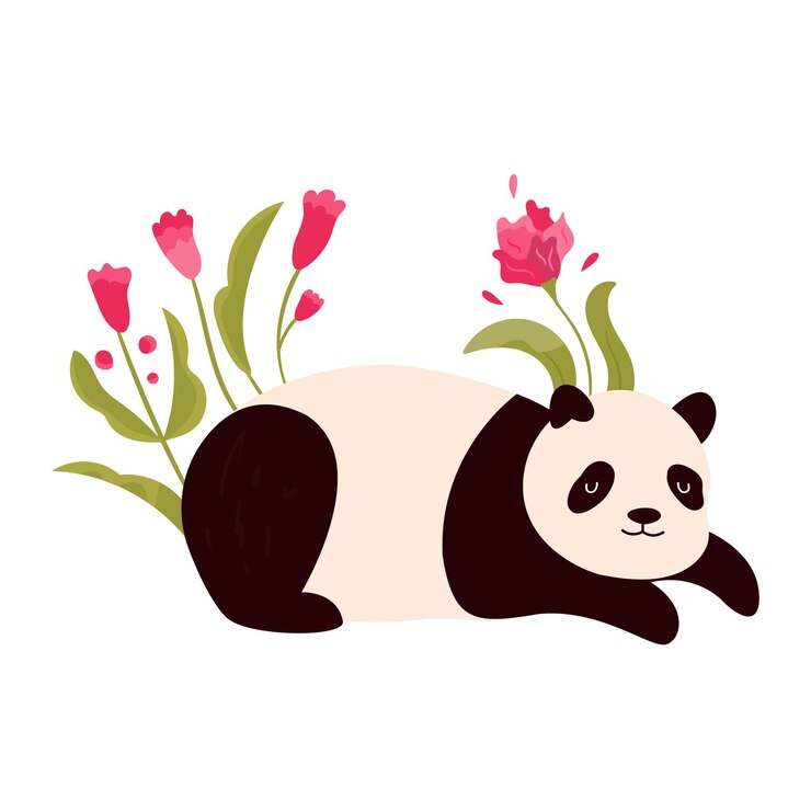 Vector vector illustration of cute joyful panda animal character design