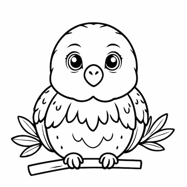 Vector vector illustration of a cute kakapo doodle for toddlers coloring activity