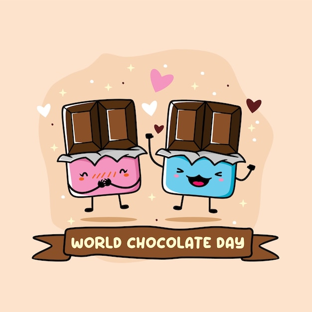 Illustrazione vettoriale di un simpatico personaggio di cioccolato kawai