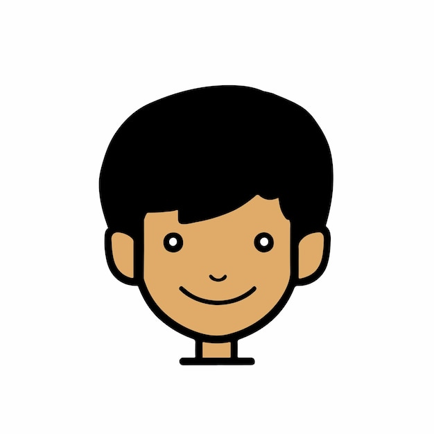 Vector vector illustration of cute kawaii boy face on white background