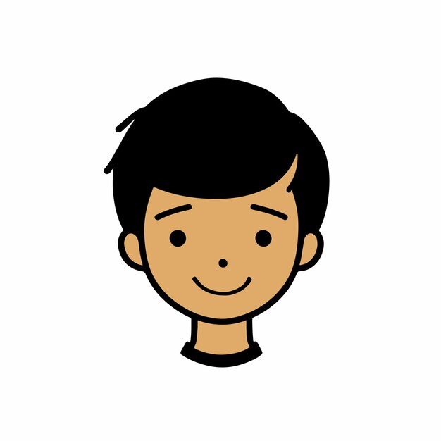 Векторная иллюстрация милого лица мальчика кавайи на белом фоне