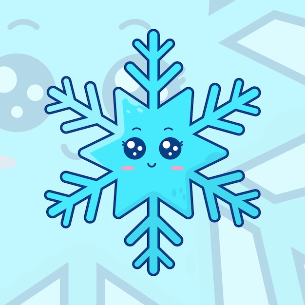 Vector illustration of a cute and kawaii winter snowflake character