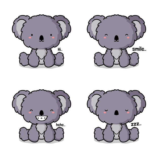 vector illustration of cute koala emoji