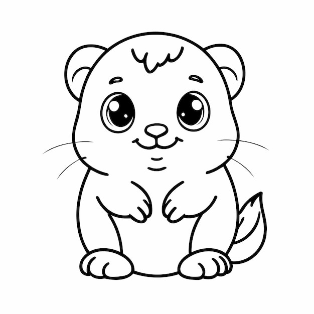 Vector vector illustration of a cute lemming drawing for kids colouring page