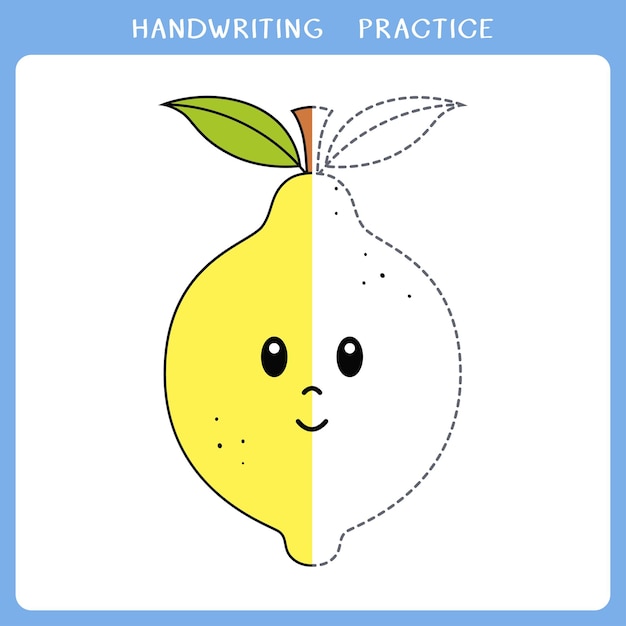 Vector illustration of cute lemon for coloring book